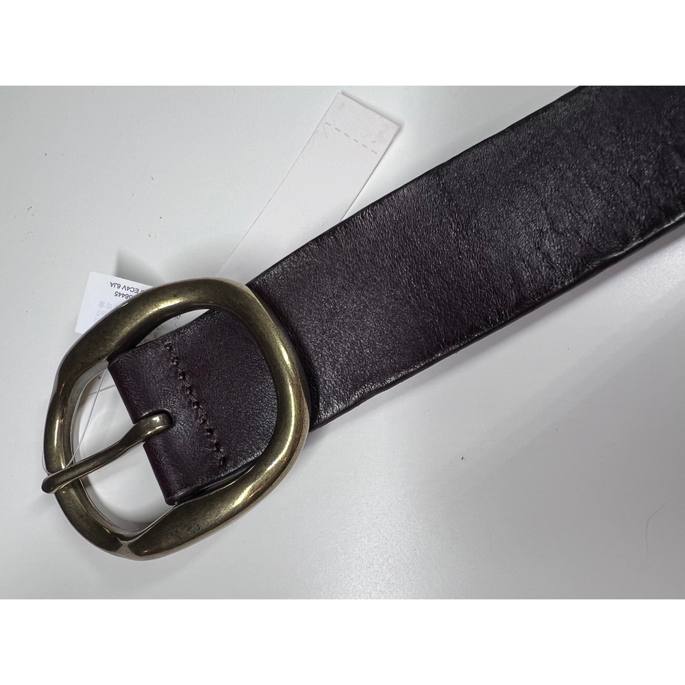 Madewell Leather Oval Buckle Belt Coffee Bean Brown Medium NEW - Picture 2 of 9